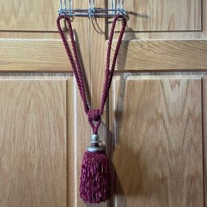 Luxury 23” Burgundy Rope Tieback with Fringed Tassel
